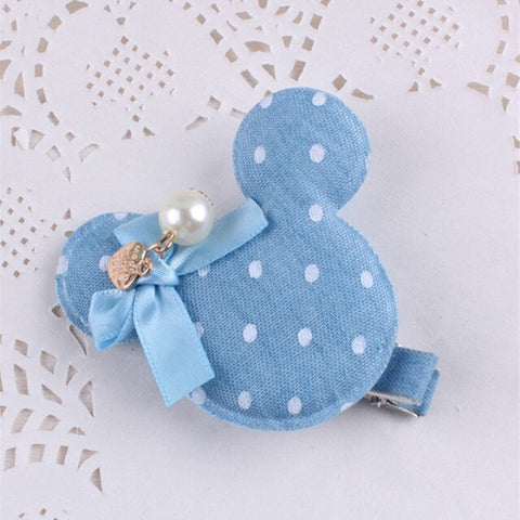 Fashion Hairpin Flower And Hreat-shaped Tiny Bow Hairgrip Denim Mickey Baby Girls Hair Clips Polka Dots Dog Kid Hair Accessories