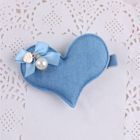 Fashion Hairpin Flower And Hreat-shaped Tiny Bow Hairgrip Denim Mickey Baby Girls Hair Clips Polka Dots Dog Kid Hair Accessories
