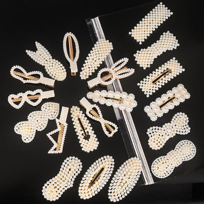 Fashion  Women Elegant Pearl Alloy Hair Clips Heart shaped rabbit shape Handmade Pearl Flowers Hairpins Girls  Hair Accessories