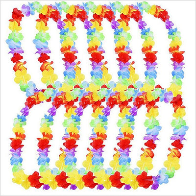 10pcs Hawaii Artifical Flower Necklace Hawaiian Leis Wreath Garland Summer Beach Party DIY Hawaiian Party Decorations