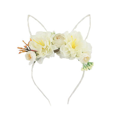 Fabric Rose Flower Headband Bunny Rabbit Ears Headbands For Women/children Floral Crown Hair Accessories Accesorios