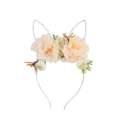 Fabric Rose Flower Headband Bunny Rabbit Ears Headbands For Women/children Floral Crown Hair Accessories Accesorios