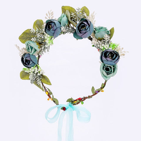 Wedding Flower Crown Bridal Headband Floral Hair Wreath with Ribbon Maternity Girl Headwear Hair Accessories For Women