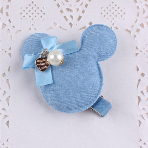 Denim Rabbit Mickey Baby Girls Hair Clips Polka Dots Minnie Dog flower and hreat-shaped Tiny Bow Hairpins Kids Hair Accessories