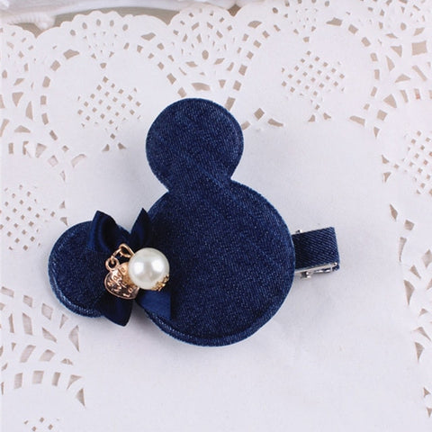 Denim Rabbit Mickey Baby Girls Hair Clips Polka Dots Minnie Dog flower and hreat-shaped Tiny Bow Hairpins Kids Hair Accessories