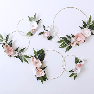 10-40cm Iron Metal Wreath Wedding Decoration Gold Color Garland Artificial Flower DIY Floral Hoop Baby Shower Party Decoration