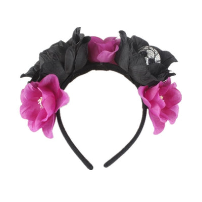 Day of The Dead Headband Fancy Dress Costume Bubble Skull Halloween Accessories Women Party Diadema Catrina Black Flower Crown