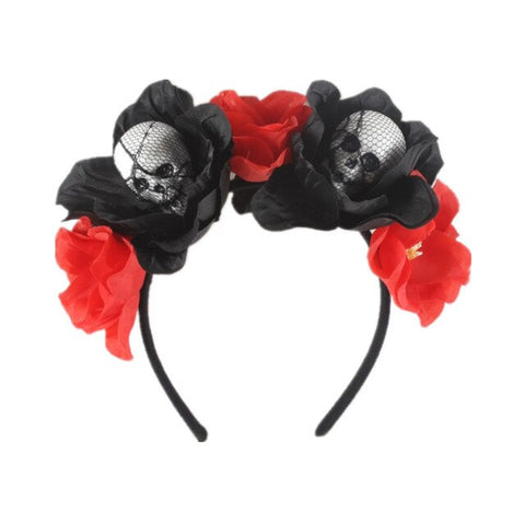 Day of The Dead Headband Fancy Dress Costume Bubble Skull Halloween Accessories Women Party Diadema Catrina Black Flower Crown