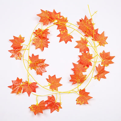 Window Autumn Leaves Garland Maple Leaf Wreath Vine Fake Foliage Decoration 2.4m 1ft Home Garden New Arrivals