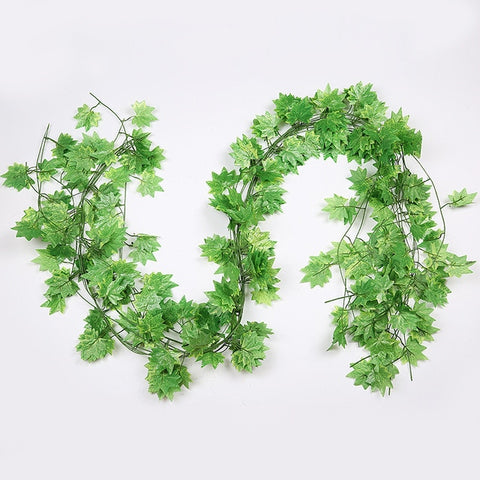 Window Autumn Leaves Garland Maple Leaf Wreath Vine Fake Foliage Decoration 2.4m 1ft Home Garden New Arrivals