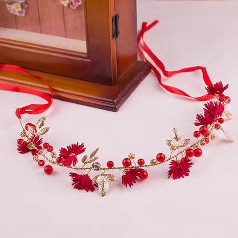 Newly Women Flower Headband With Ribbon Wreath Wedding Party Ladies Girls Garlands Floral Crown Hairband hair jewelry tiara