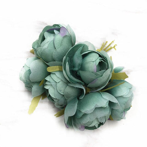 YOOROMER 6pcs silk rose artificial flower bouquet bouquet DIY handmade garland clip art wedding decoration craft fake flower