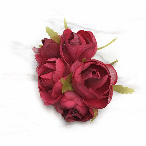 YOOROMER 6pcs silk rose artificial flower bouquet bouquet DIY handmade garland clip art wedding decoration craft fake flower