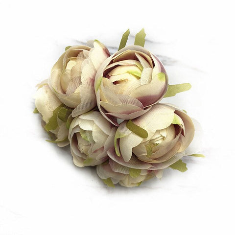 YOOROMER 6pcs silk rose artificial flower bouquet bouquet DIY handmade garland clip art wedding decoration craft fake flower