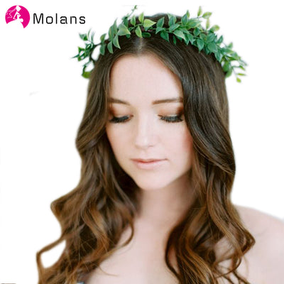 MOLANS Adjustable Leaves Hair Crown Christmas Wedding Flower Crown Boho Bridal Flower Wreath Women Breath Hair Crown Headpiece