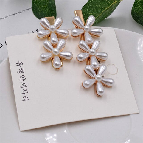 Pearl Hair Clip Set Shell Barrettes 2019 Fashion Korea  Imitiation for Women Girls Handmade  Flowers Hairpins Hair Accessories