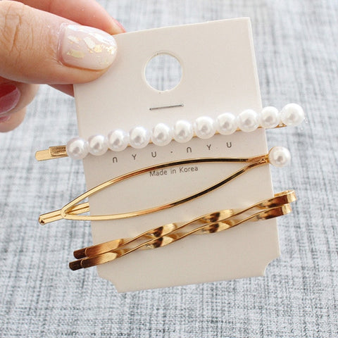 Pearl Hair Clip Set Shell Barrettes 2019 Fashion Korea  Imitiation for Women Girls Handmade  Flowers Hairpins Hair Accessories