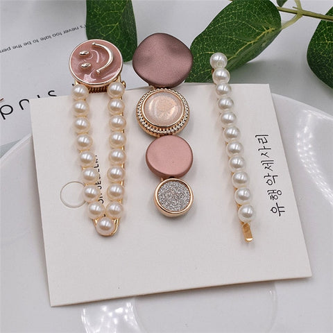 Pearl Hair Clip Set Shell Barrettes 2019 Fashion Korea  Imitiation for Women Girls Handmade  Flowers Hairpins Hair Accessories