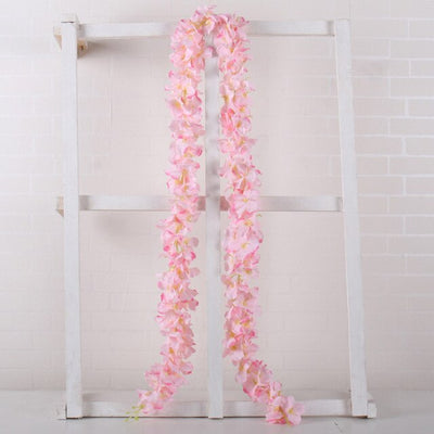 180cm hydrange wisteria flower vine artificial flower wreath silk garland vine silk wisteria rattan wedding home wall decoration