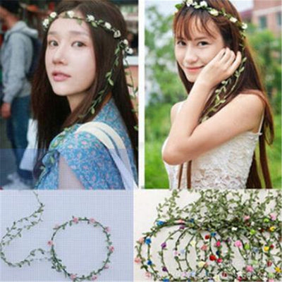 Bridal Headpiece Bridesmaid Elastic Flower Headband Garland Handmade Floral Flower Crown Hair Accessories Boho Rosette Headwear