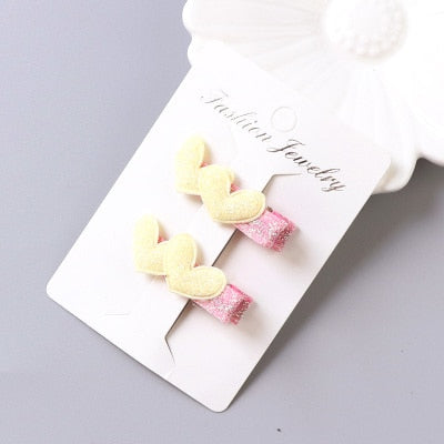 1Pack=2PCS Hot Sale Children New Hair Clips Cute Crown Flowers Safety Barrettes BB Clip Little Girls Gifts Kids Hair Accessories