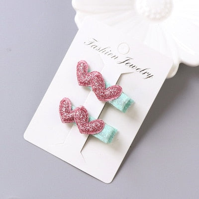 1Pack=2PCS Hot Sale Children New Hair Clips Cute Crown Flowers Safety Barrettes BB Clip Little Girls Gifts Kids Hair Accessories