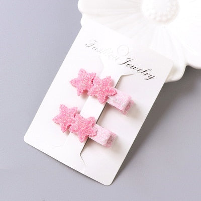 1Pack=2PCS Hot Sale Children New Hair Clips Cute Crown Flowers Safety Barrettes BB Clip Little Girls Gifts Kids Hair Accessories