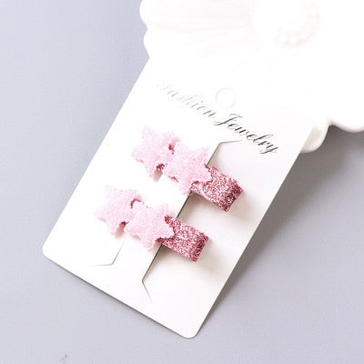 1Pack=2PCS Hot Sale Children New Hair Clips Cute Crown Flowers Safety Barrettes BB Clip Little Girls Gifts Kids Hair Accessories