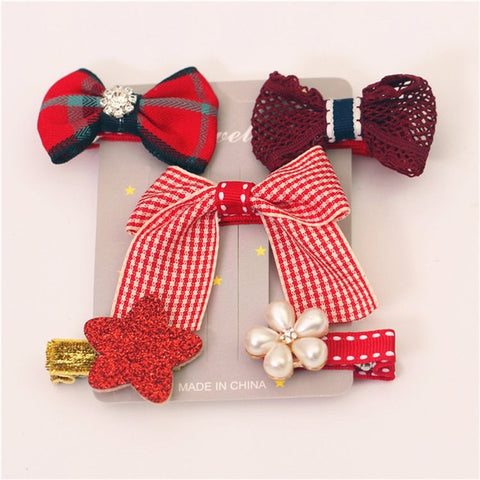 1 Set =5PCS girls flowers hair clips cartoon hairpins toddlers kids Children Animal Bow SAFE Barrettes Hair Accessories Headwear