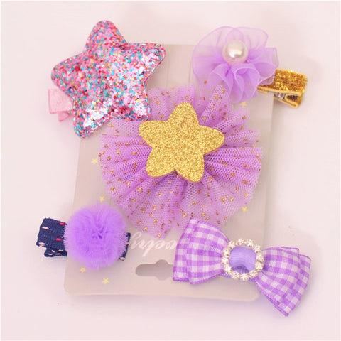 1 Set =5PCS girls flowers hair clips cartoon hairpins toddlers kids Children Animal Bow SAFE Barrettes Hair Accessories Headwear