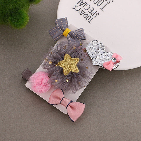 1 Set =5PCS girls flowers hair clips cartoon hairpins toddlers kids Children Animal Bow SAFE Barrettes Hair Accessories Headwear