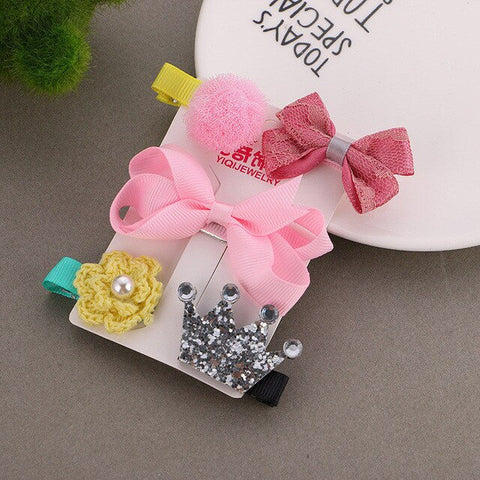 1 Set =5PCS girls flowers hair clips cartoon hairpins toddlers kids Children Animal Bow SAFE Barrettes Hair Accessories Headwear