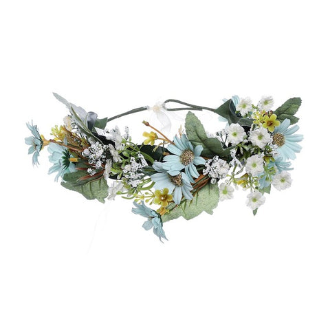 Haimeikang New Summer Women Bezel Flower Crown For Bridal Floral Headband Wreath Wedding Hair Accessories Bridesmaid Tiara