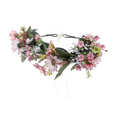 Haimeikang New Summer Women Bezel Flower Crown For Bridal Floral Headband Wreath Wedding Hair Accessories Bridesmaid Tiara