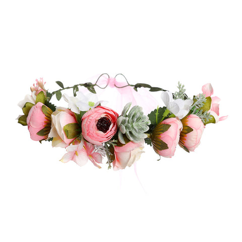 Haimeikang New Summer Women Bezel Flower Crown For Bridal Floral Headband Wreath Wedding Hair Accessories Bridesmaid Tiara