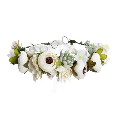 Haimeikang New Summer Women Bezel Flower Crown For Bridal Floral Headband Wreath Wedding Hair Accessories Bridesmaid Tiara