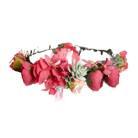 Haimeikang New Summer Women Bezel Flower Crown For Bridal Floral Headband Wreath Wedding Hair Accessories Bridesmaid Tiara