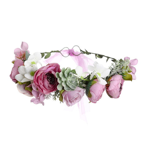 Haimeikang New Summer Women Bezel Flower Crown For Bridal Floral Headband Wreath Wedding Hair Accessories Bridesmaid Tiara