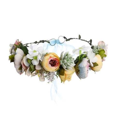 Haimeikang New Summer Women Bezel Flower Crown For Bridal Floral Headband Wreath Wedding Hair Accessories Bridesmaid Tiara