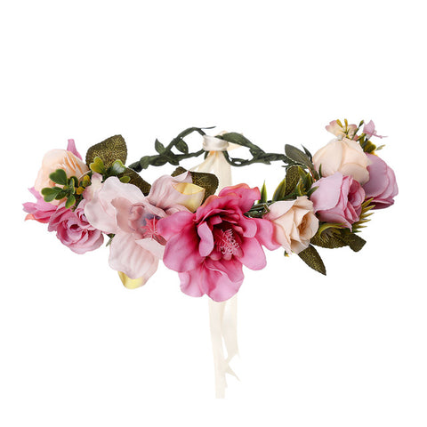Haimeikang New Summer Women Bezel Flower Crown For Bridal Floral Headband Wreath Wedding Hair Accessories Bridesmaid Tiara