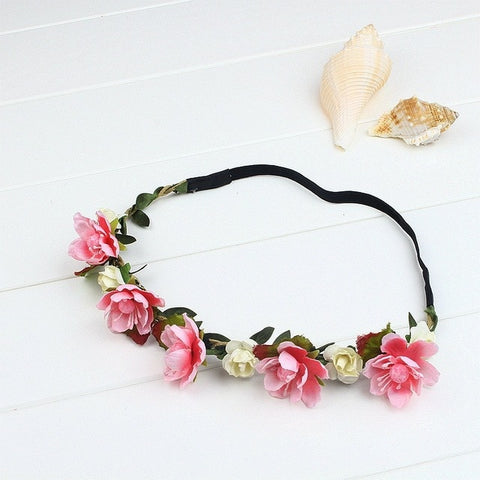 Hot Bohemian Flower Headband Handmade Floral Crown Hairband Party Wedding Wreath Bridal Headdress Elastic Hair Accessories