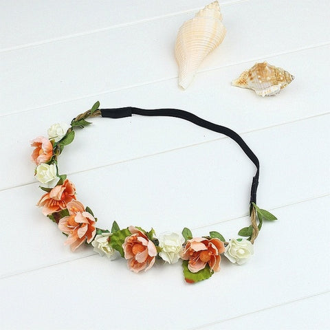 Hot Bohemian Flower Headband Handmade Floral Crown Hairband Party Wedding Wreath Bridal Headdress Elastic Hair Accessories