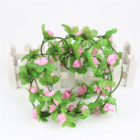 230cm String Fake Artificial Flowers Fake Silk Rose Flower Vine Garland Weddings Flower Wall for Home Garden Decoration