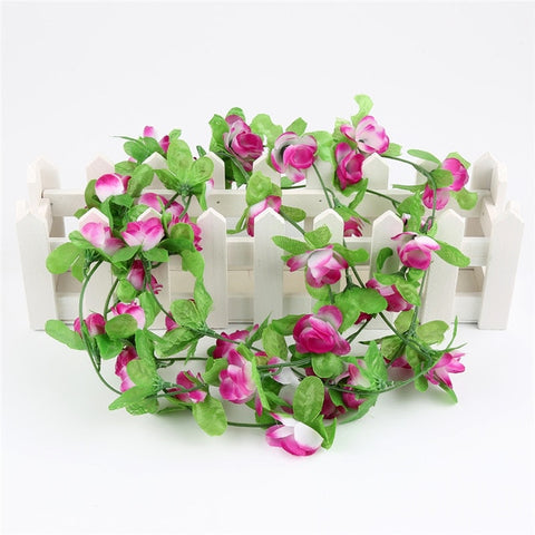 230cm String Fake Artificial Flowers Fake Silk Rose Flower Vine Garland Weddings Flower Wall for Home Garden Decoration