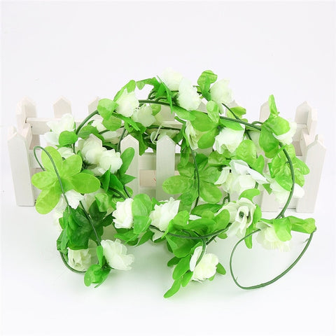 230cm String Fake Artificial Flowers Fake Silk Rose Flower Vine Garland Weddings Flower Wall for Home Garden Decoration