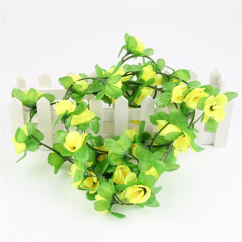 230cm String Fake Artificial Flowers Fake Silk Rose Flower Vine Garland Weddings Flower Wall for Home Garden Decoration