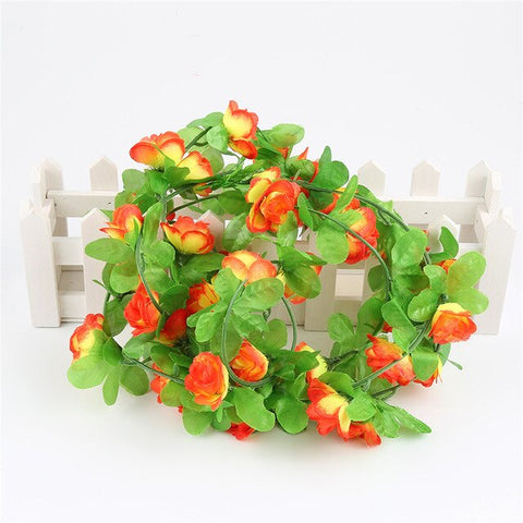 230cm String Fake Artificial Flowers Fake Silk Rose Flower Vine Garland Weddings Flower Wall for Home Garden Decoration