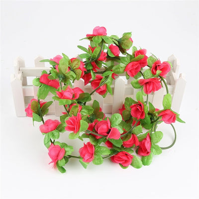 230cm String Fake Artificial Flowers Fake Silk Rose Flower Vine Garland Weddings Flower Wall for Home Garden Decoration