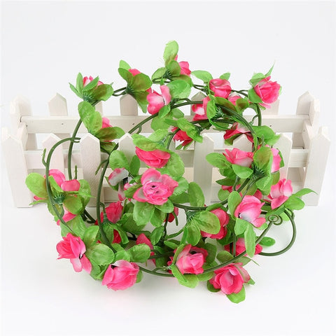 230cm String Fake Artificial Flowers Fake Silk Rose Flower Vine Garland Weddings Flower Wall for Home Garden Decoration