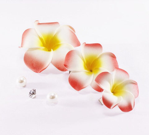 3pcs  4cm /6cm /8cm /10cm /12cmFoam Hawaiian Plumeria flower hairpin Frangipani Flower bridal hair clip